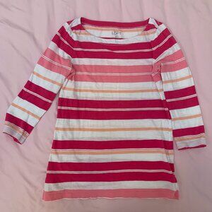 Ann Taylor Loft Red & White Cute Striped Shirt XXS